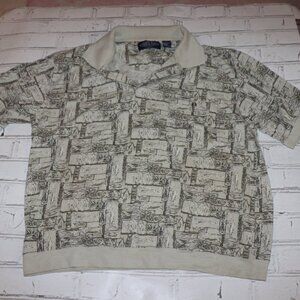 Men's Vintage Tan Collared T-shirt Essential Blues Size XL